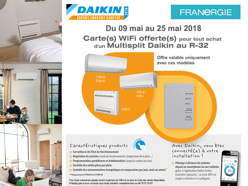 Carte WIFI offerte pour l’achat d’un multisplit Daikin R-32